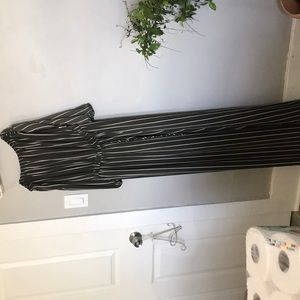 Green and white stripped jumpsuit